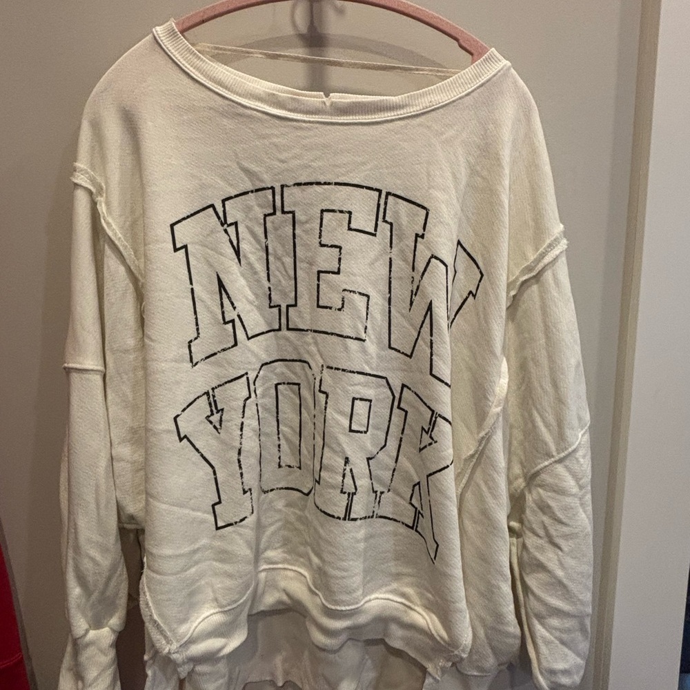 Free People Cream Long Sleeve Tee